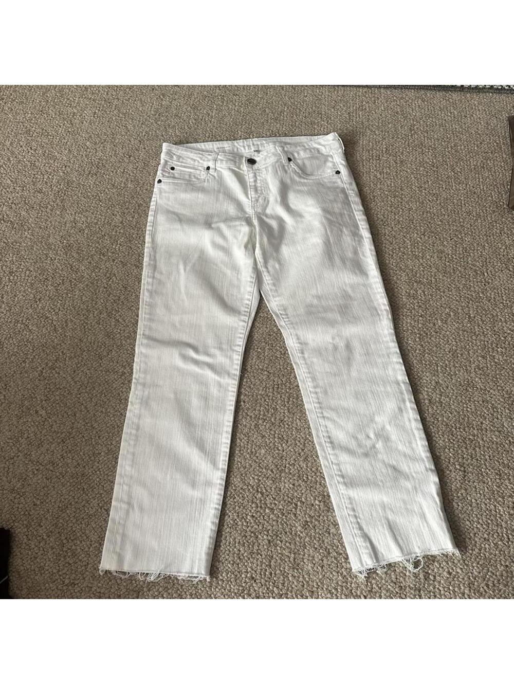 Kut from the Kloth Catherine Boyfriend White denim jeans,